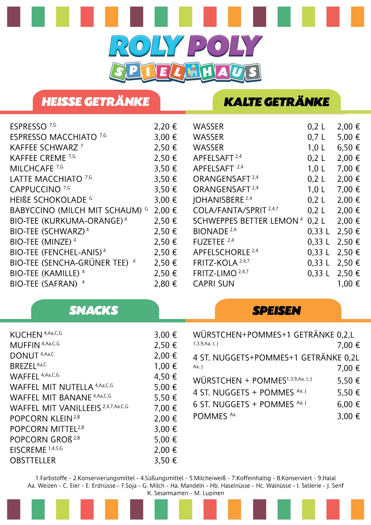 Roly Poly Buffet Menu