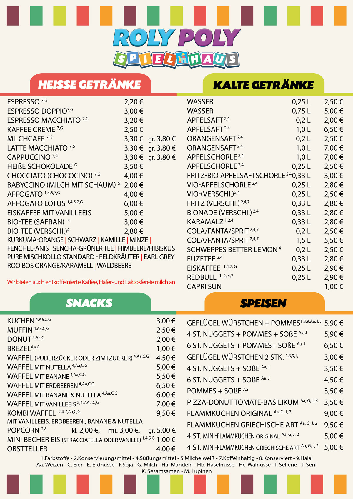 Roly Poly Buffet Menu